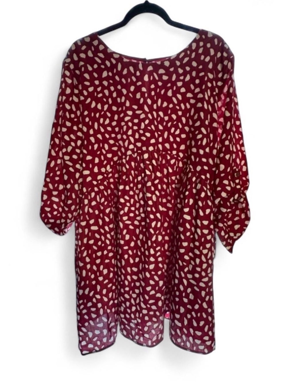 entro Red and Cream Pebble-Print Midi Dress